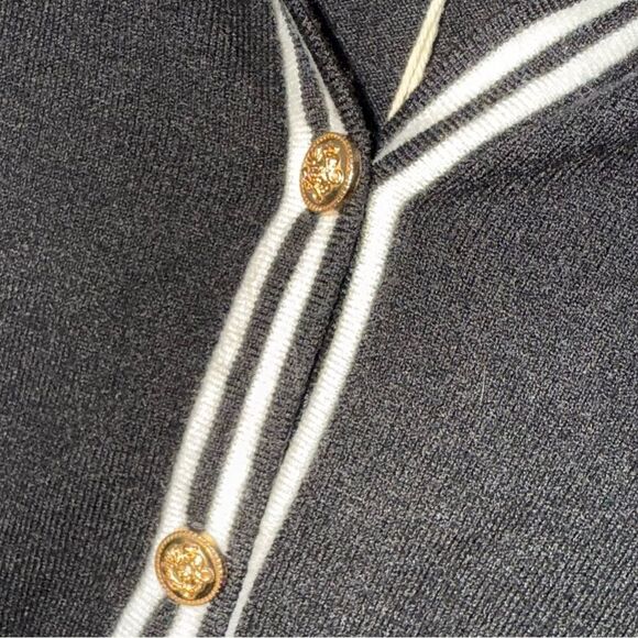 La Vila Milano Black & White Nautical Style Gold Button Top Size Medium NWT - Picture 2 of 8
